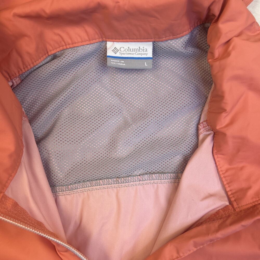 Columbia Womens Windbreaker Size Large Hooded Full Zip Jacket Vented Peach Coral - Picture 4 of 12